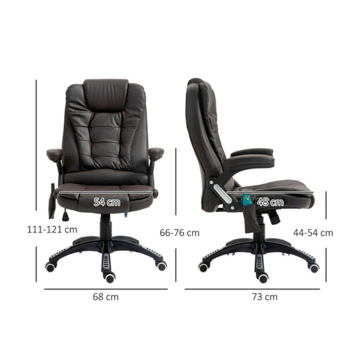 HOMCOM Chefsessel mit Massagefunktion und Wärmefunktion aus Kunstleder in Braun oder Schwarz, Breite: 68 cm - Bild 5