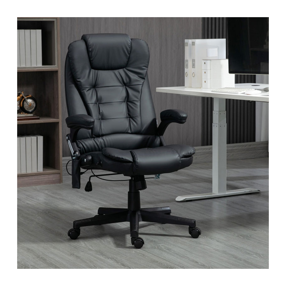HOMCOM Chefsessel mit Massagefunktion und Wärmefunktion, Kunstleder, Schwarz, Breite: 68 cm - Bild 2