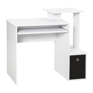 HOMCOM Computertisch Multimedia mit Regalen und Tastaturfach in Schwarz/Weiß