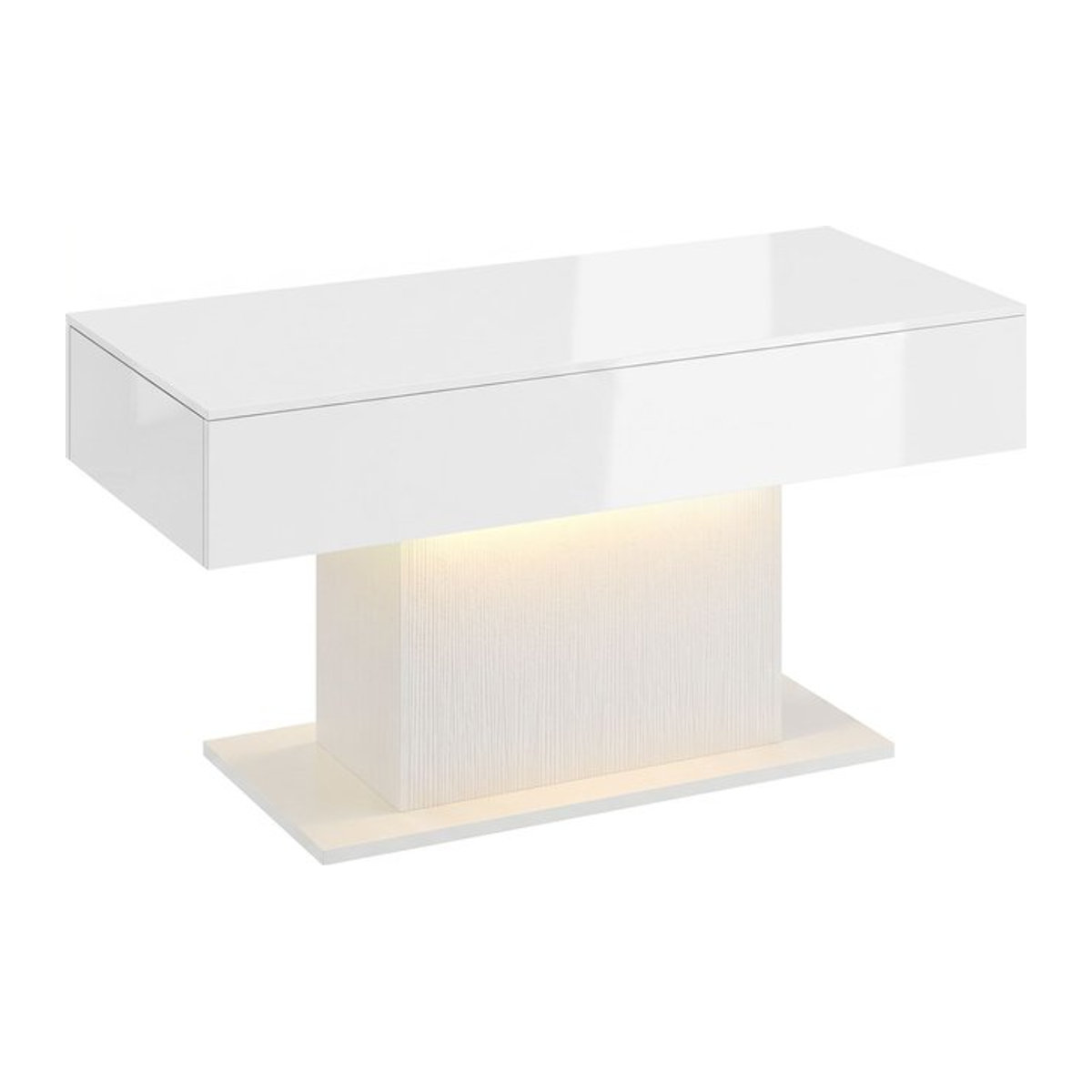 HOMCOM Couchtisch in Weiß mit LED-Beleuchtung und 2 Schubladen, moderner Wohnzimmertisch mit Fernbedienung, B/T/H: 108 x 48 x 55 cm - Bild 1