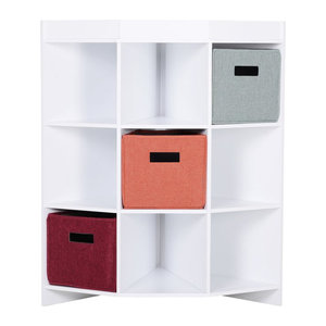 HOMCOM Eckregal in Weiß mit 3 Schubladen aus MDF, B/T/H: 57 x 57 x 95 cm