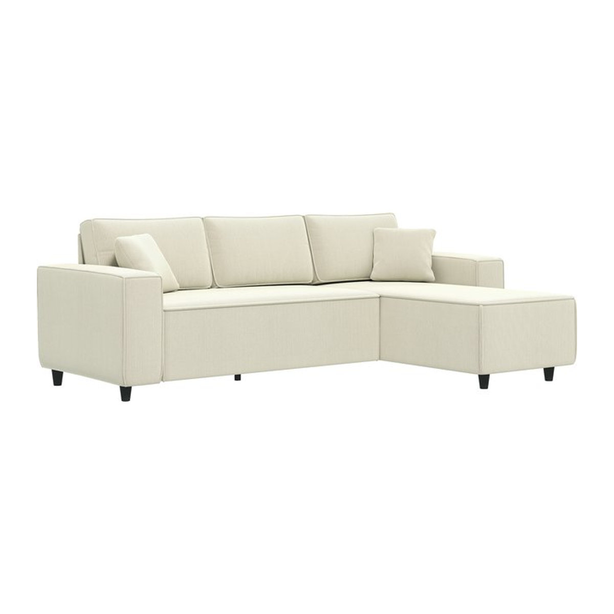 HOMCOM Ecksofa 3-Sitzer in L-Form mit umkehrbarer Chaiselongue und 2 Kissen, Polsterecke aus Cordstoff in Cremeweiß, B/T/H: 241 x 153 x 83 cm - Bild 1