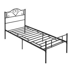 HOMCOM Einzelbett aus Metall mit Lattenrost und Unterbettaufbewahrung, Schwarz, B: 90 cm, L: 200 cm, H: 31 cm