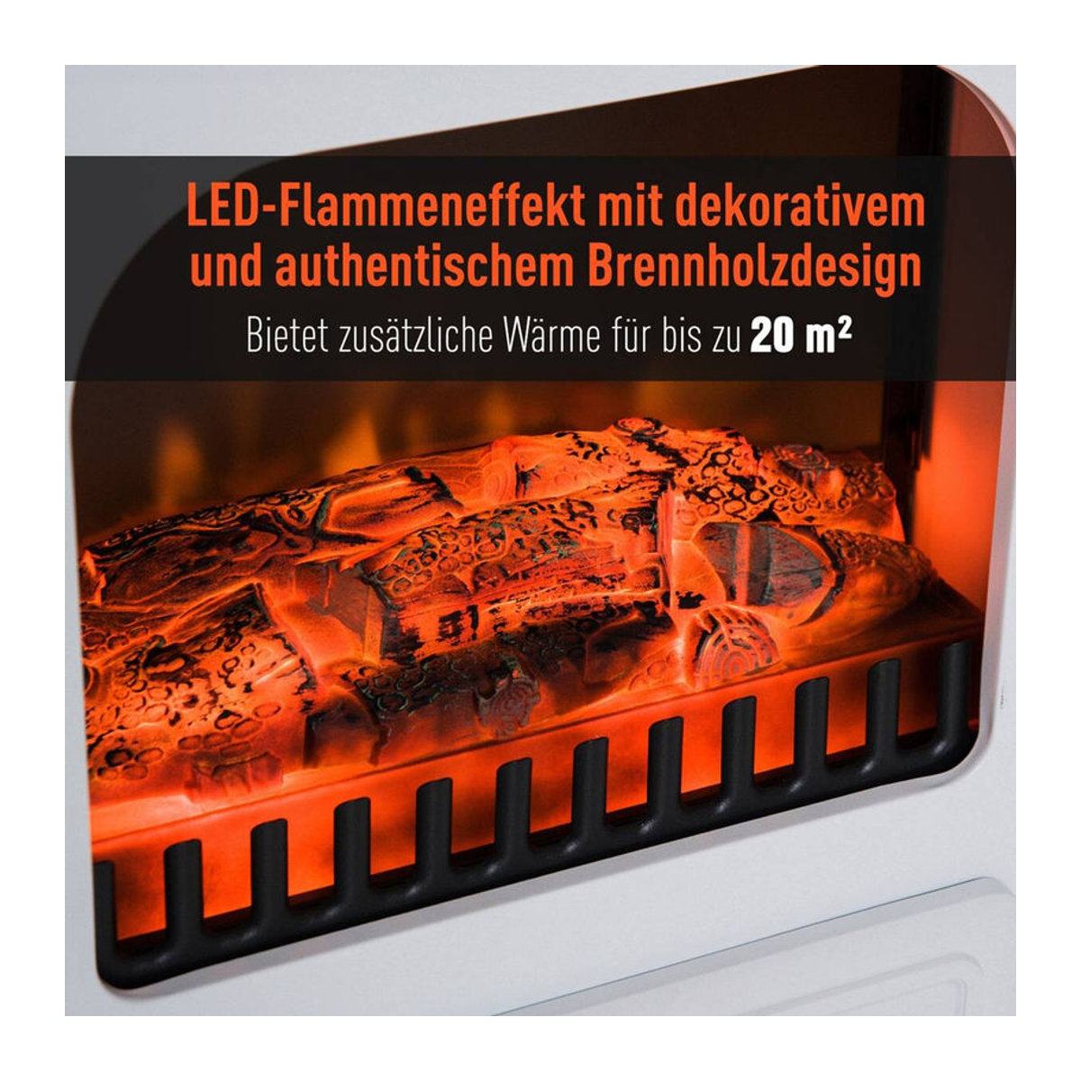 HOMCOM Elektrokamin in Schwarz aus Glas und Metall mit Flammeneffekt, B/T/H: 45 x 28 x 54 cm - Bild 4