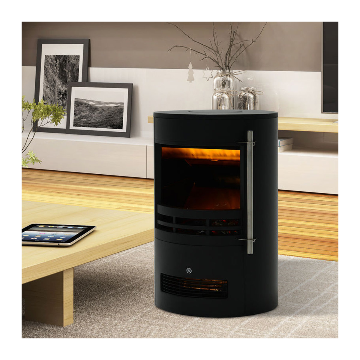 HOMCOM Elektrokamin mit LED Flammeneffekt und Heizung, Schwarz, B/H/T: 41 x 64,5 x 41 cm - Bild 2