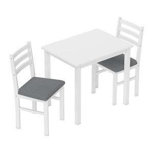 HOMCOM Essgruppe mit 2 gepolsterten Stühlen in Weiß, platzsparende Esszimmergruppe im Landhausstil für Küche und Esszimmer