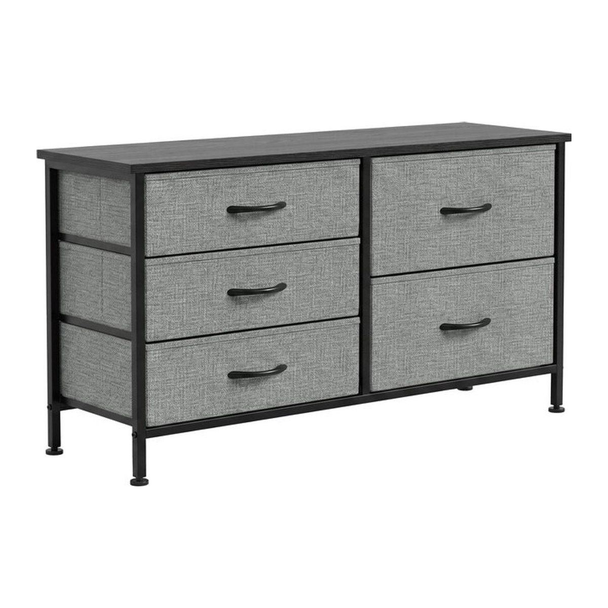 HOMCOM Kommode mit 5 Stoffschubladen in Schwarz und Anthrazit mit Stahlrahmen im Industrial Design - Bild 1
