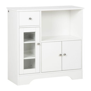 HOMCOM Küchenschrank Sideboard in Weiß mit Drehtüren und verstellbaren Einlegeböden, B/T/H: 80 x 30 x 82 cm