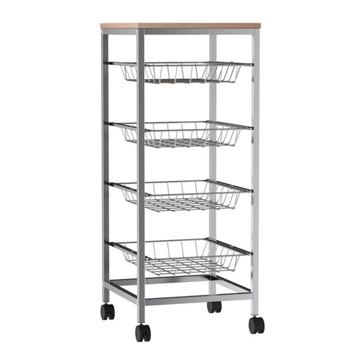 HOMCOM Küchenwagen Servierwagen mit Metallkörben in Silber und Weiß, B/T/H: 36,5 x 36,5 x 89 cm - Bild 3