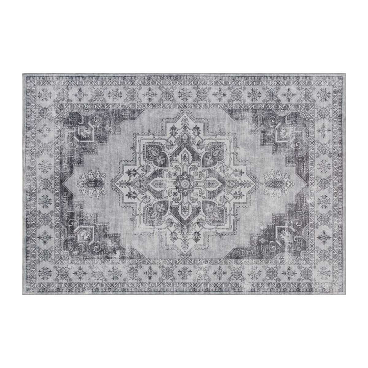 HOMCOM Kurzflor Flächenteppich in Grau mit Flanell-Optik und Anti-Rutsch-Funktion, Maschinenwaschbar, B/T: 230 x 160 cm - Bild 1