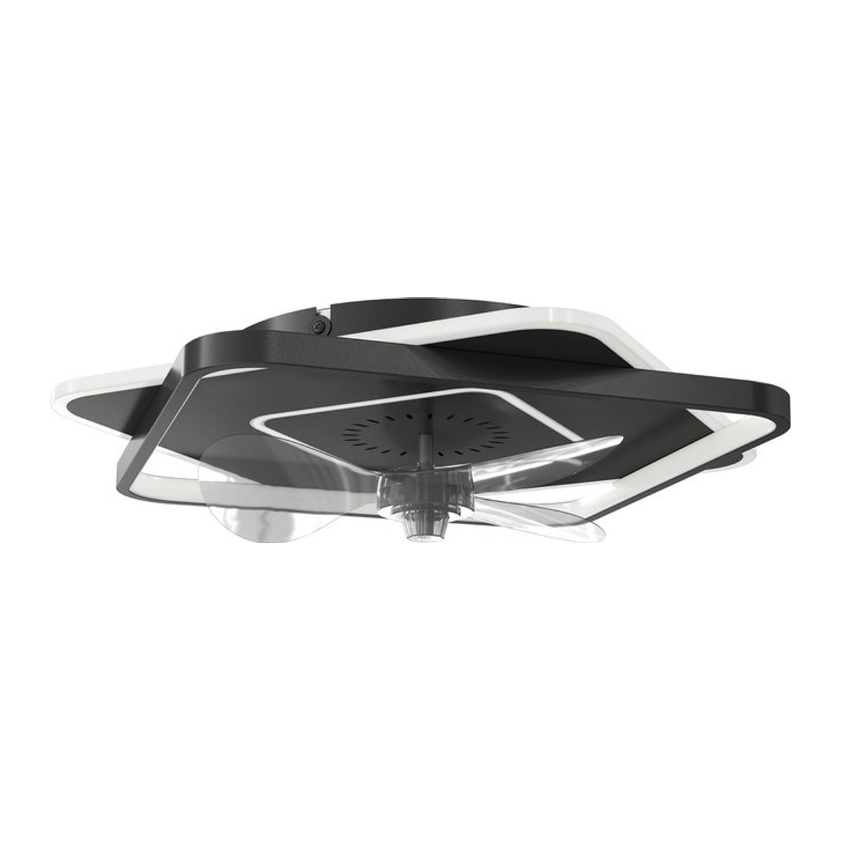 HOMCOM LED Deckenleuchte mit Ventilator in Schwarz, moderner Deckenventilator mit 6 Geschwindigkeiten, Timer, Fernbedienung und 3 Farbtemperaturen, Durchmesser: 53 cm - Bild 1