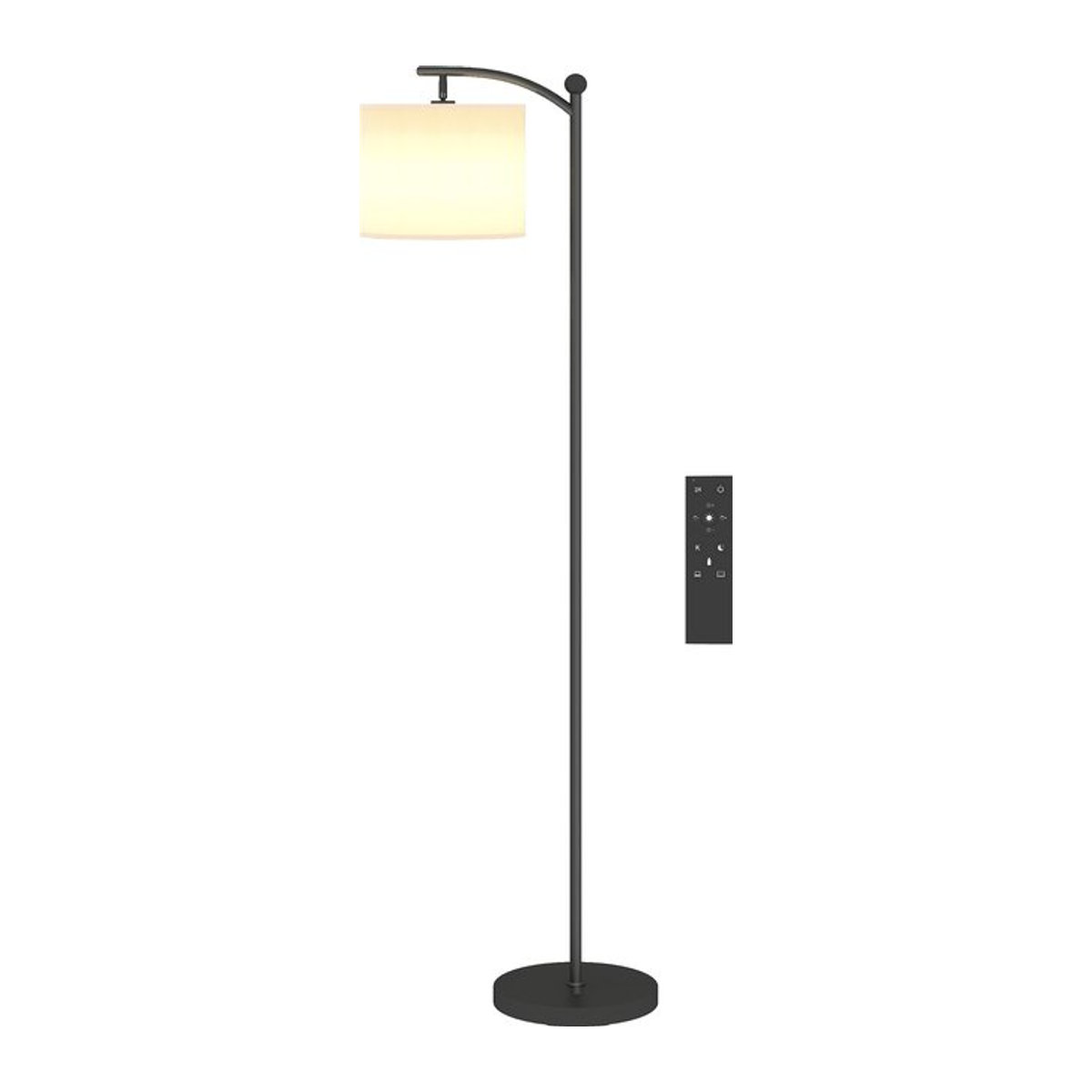 HOMCOM LED Stehlampe Schwarz mit Stoffschirm, stufenlos dimmbar mit 11 Helligkeitsstufen und Timer, moderne Standleuchte für dein Wohnzimmer - Bild 1
