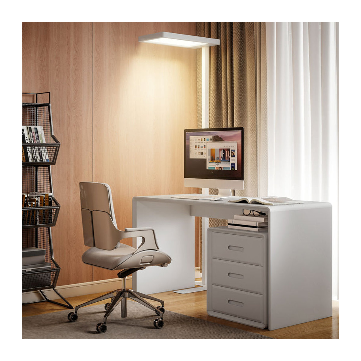 HOMCOM LED Stehlampe Weiß, dimmbare Stehleuchte mit Fernbedienung und Timing-Funktion, 40W, 1560LM, 3000-6500 K, Höhe: 196 cm - Bild 1
