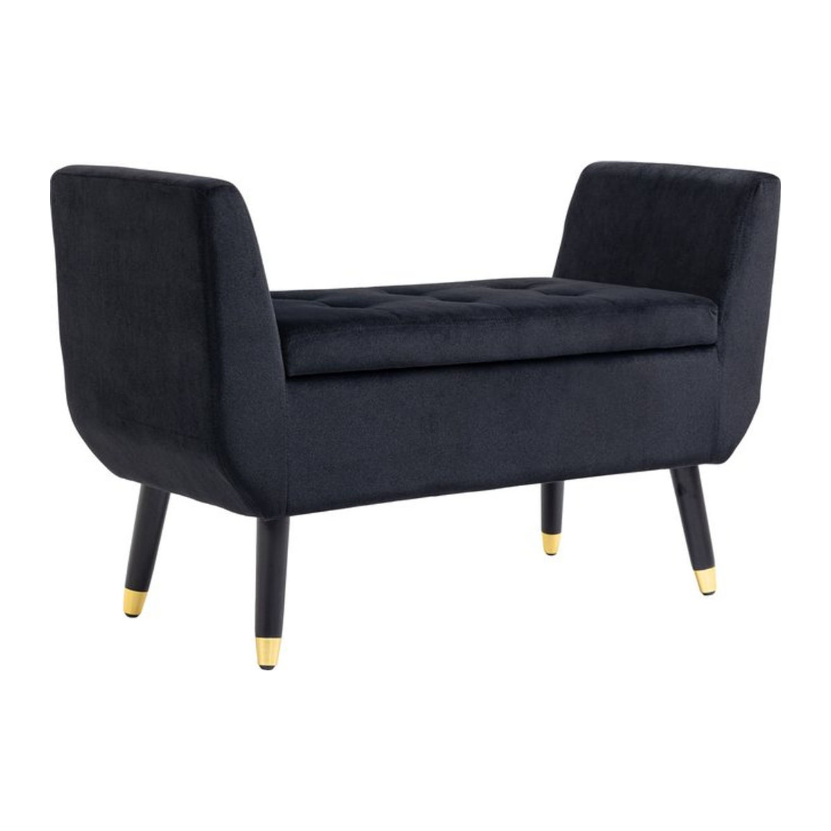 HOMCOM Luxus Polsterbank mit Stauraum und Armlehnen aus Samt in Schwarz, B/T/H: 107 x 42 x 65 cm - Bild 1