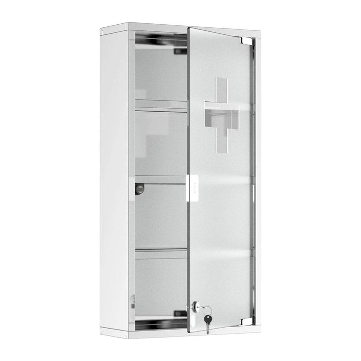HOMCOM Medizinschrank aus Edelstahl mit Schloss und Glaselement, Farbe Silber, B/T/H: 12 x 30 x 60 cm - Bild 3