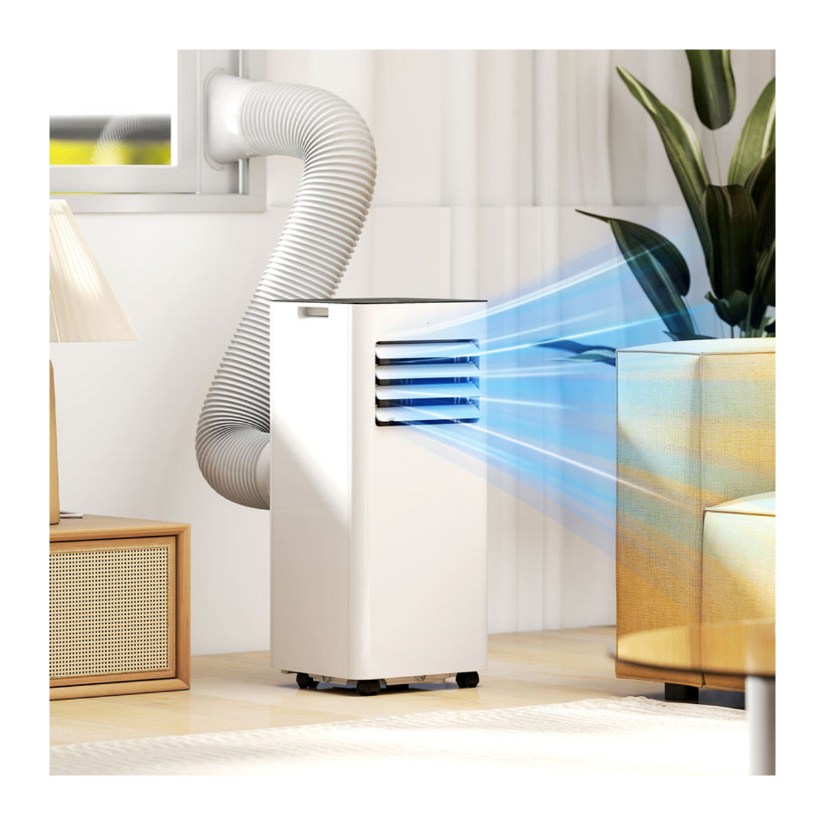 HOMCOM Mobile Klimaanlage 3-in-1 Klimagerät mit Kühlung, Luftentfeuchter und Ventilator, 7000 BTU, Weiß - Bild 2