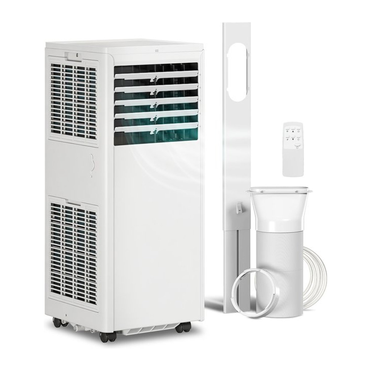 HOMCOM Mobiles Klimagerät 4-in-1 in Weiß mit 7000 BTU, 780W, Kühlen, Ventilieren, Entfeuchten und Schlafmodus inklusive Fernbedienung und Fensterkit für Räume bis 30 m2 - Bild 1