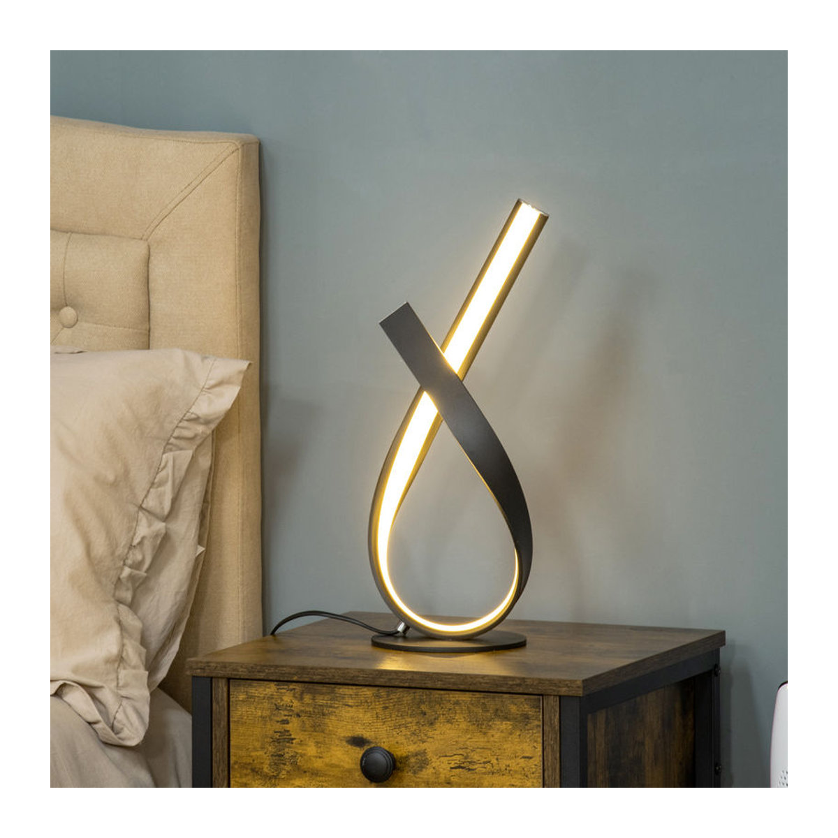 HOMCOM Moderne Tischlampe in Schwarz mit LED warmweiß aus Aluminium und Silikon, H x B x T: 43 x 15 x 21 cm - Bild 2