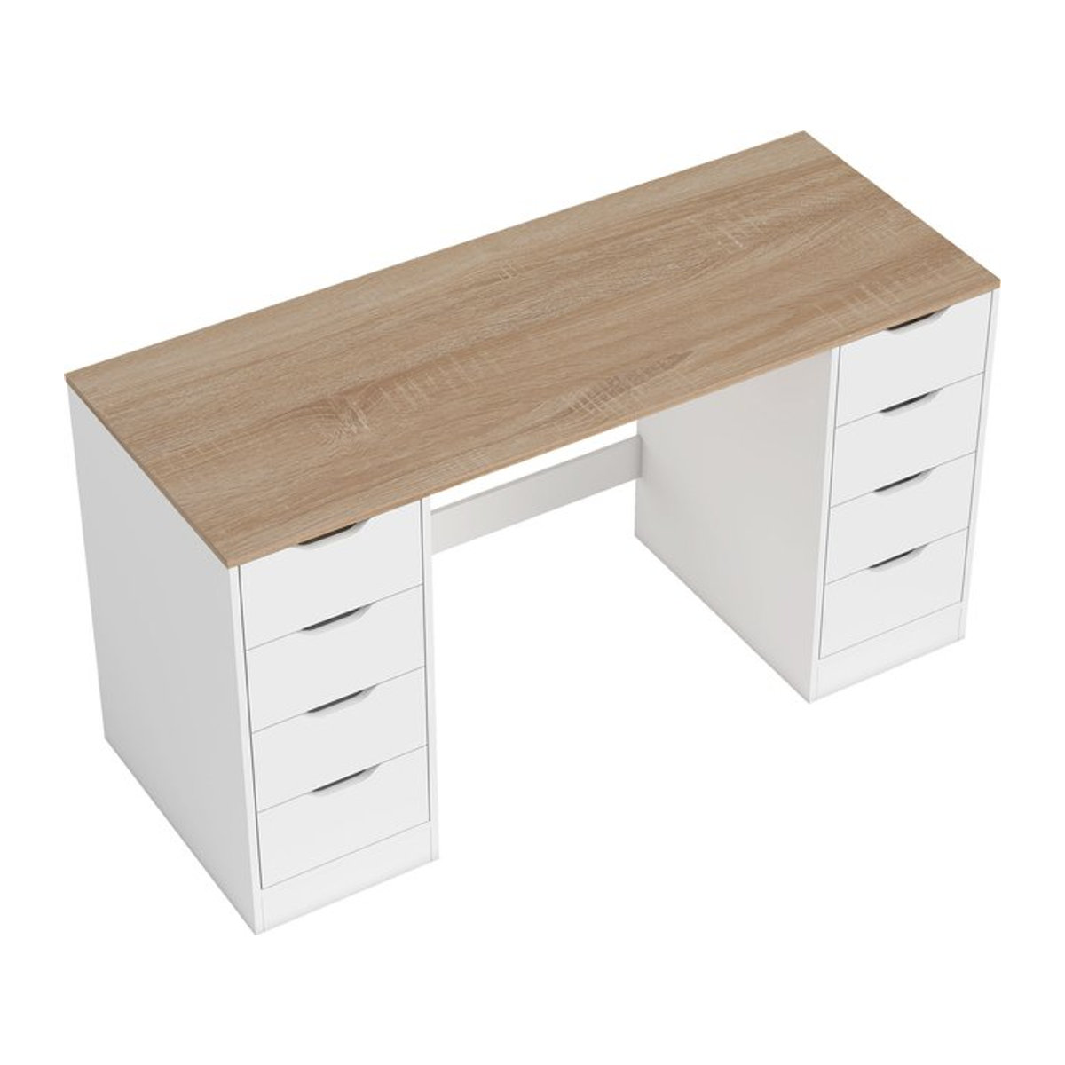 HOMCOM Moderner Schreibtisch mit 8 Schubladen in Weiß, B/T/H: 140 x 53 x 75 cm - Bild 1