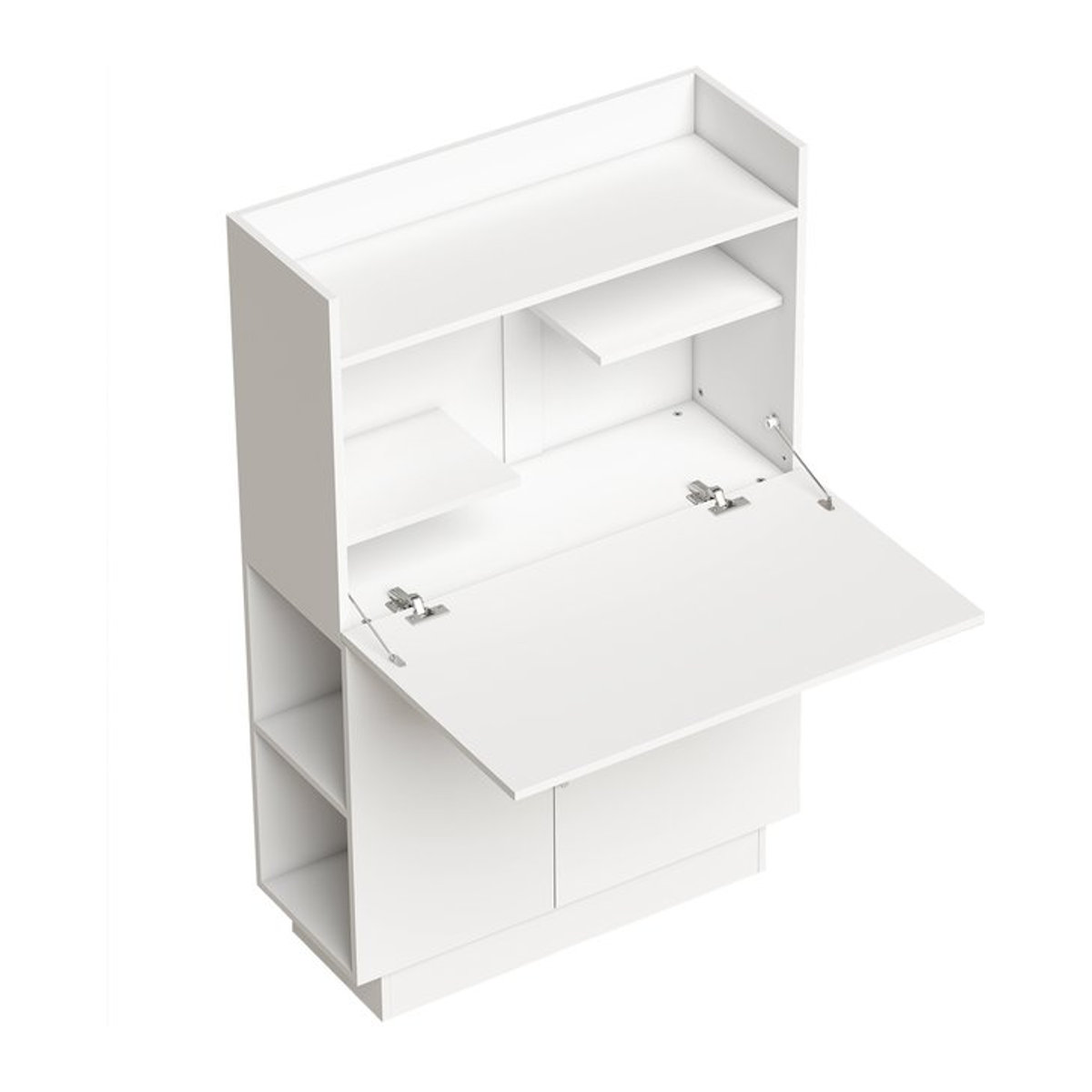 HOMCOM Moderner Schreibtisch mit klappbarer Tischplatte, Regalen und Schrank in Weiß, B/T/H: 80 x 30 x 128 cm - Bild 1