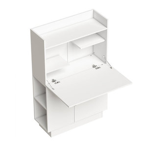 HOMCOM Moderner Schreibtisch mit klappbarer Tischplatte, Regalen und Schrank in Weiß, B/T/H: 80 x 30 x 128 cm
