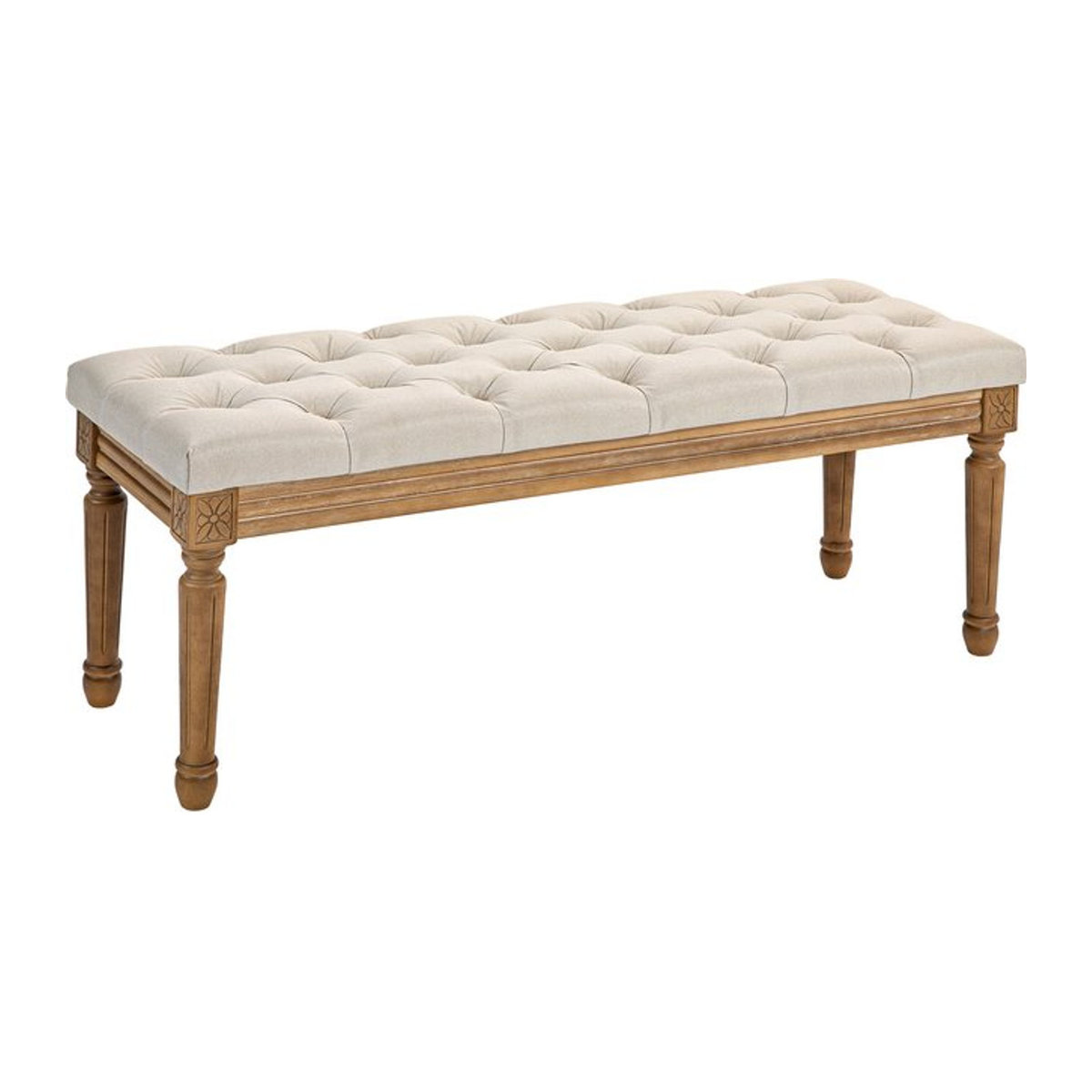 HOMCOM Polsterbank in Leinenoptik mit Holzbeinen für Schlafzimmer, Wohnzimmer oder Flur, Farbe: Beige, B/T/H: 120 x 41 x 48 cm - Bild 1