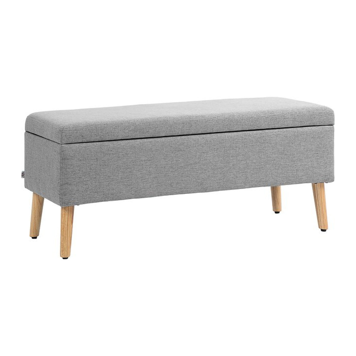 HOMCOM Polsterbank mit Stauraum in Grau mit Leinenoptik, B/T/H: 110 x 39 x 45 cm - Bild 1