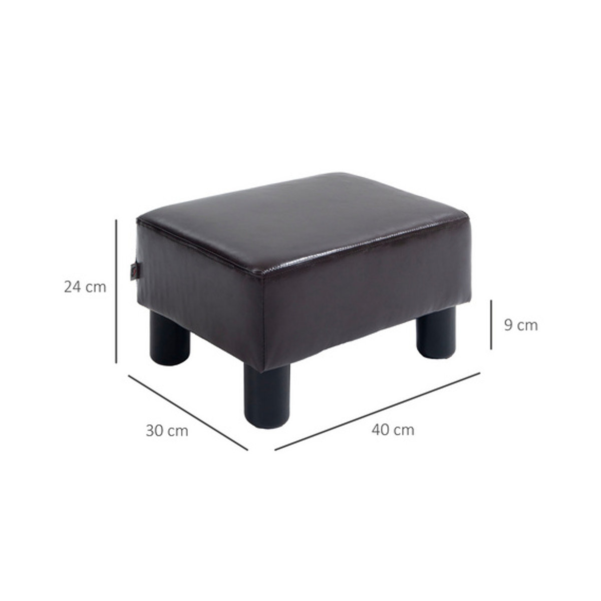 HOMCOM Polsterhocker aus Kunstleder in Braun, moderner Ottoman mit Holzgestell, B/T/H: 30 x 30 x 24 cm - Bild 6