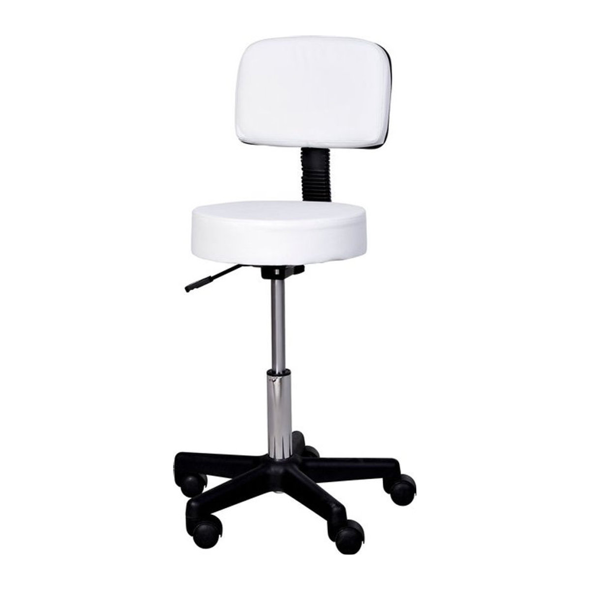 HOMCOM Rollhocker höhenverstellbar mit Rückenlehne und 360 Grad Drehung für Büro oder Salon, Weiß, B: 35 cm, H: 72-84 cm - Bild 1