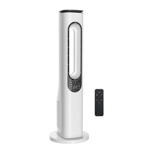HOMCOM Rotorloser Turmventilator in Weiß mit 50° Oszillation, LED-Display und Fernbedienung