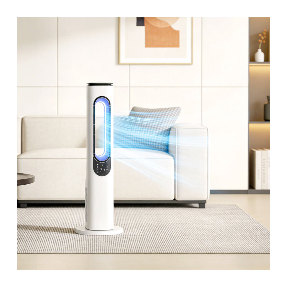 HOMCOM Rotorloser Turmventilator in Weiß mit 50° Oszillation, LED-Display und Fernbedienung - Bild 2