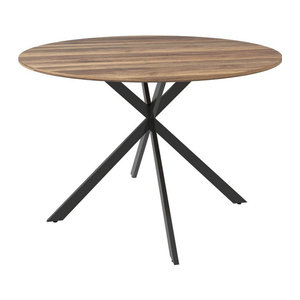 HOMCOM Runder Esstisch im Industrial Design für 4 Personen, Durchmesser: 120 cm, Braun/Schwarz