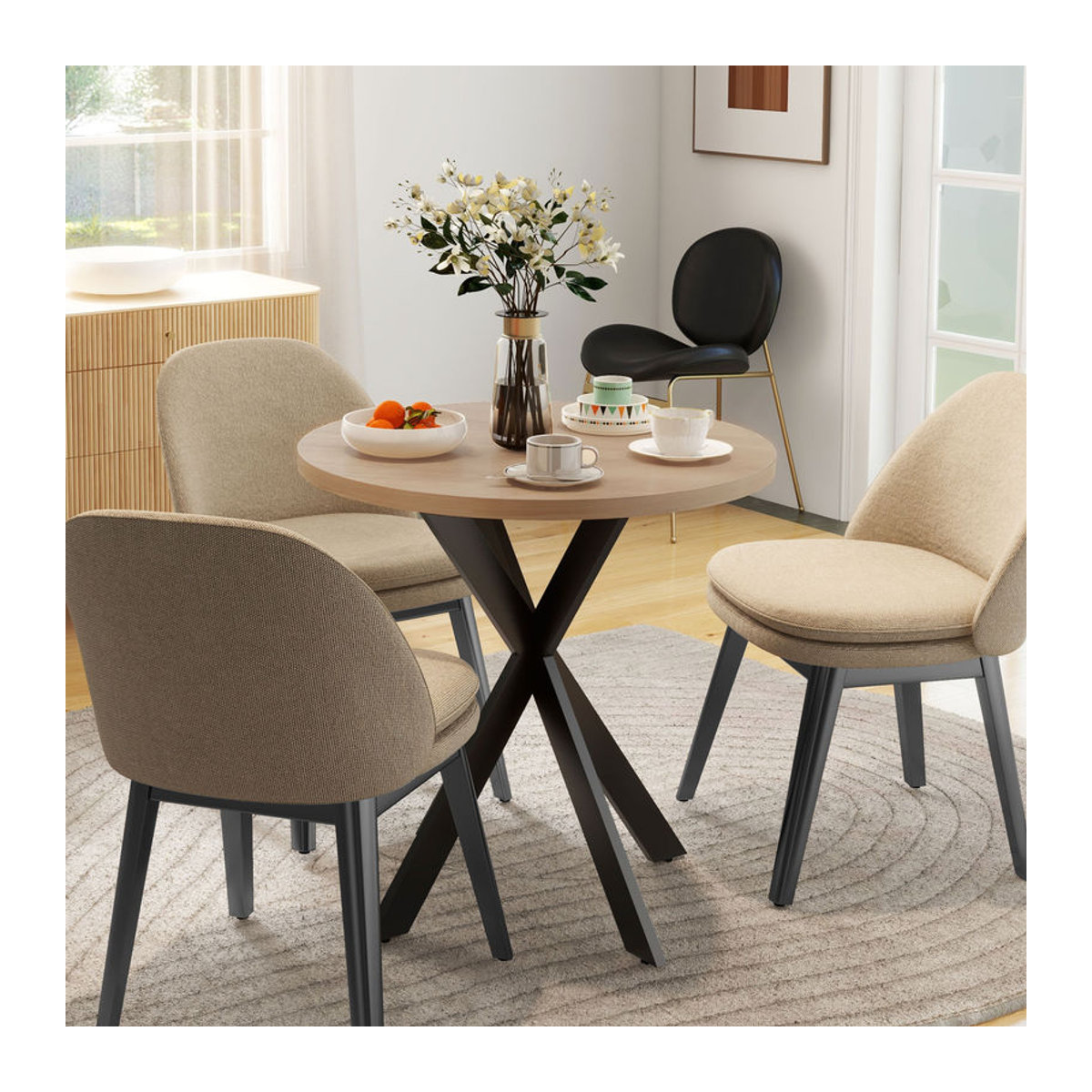 HOMCOM Runder Esstisch Modern in Braun mit Spinnenfuß für 2-4 Personen, Durchmesser: 75 cm - Bild 2