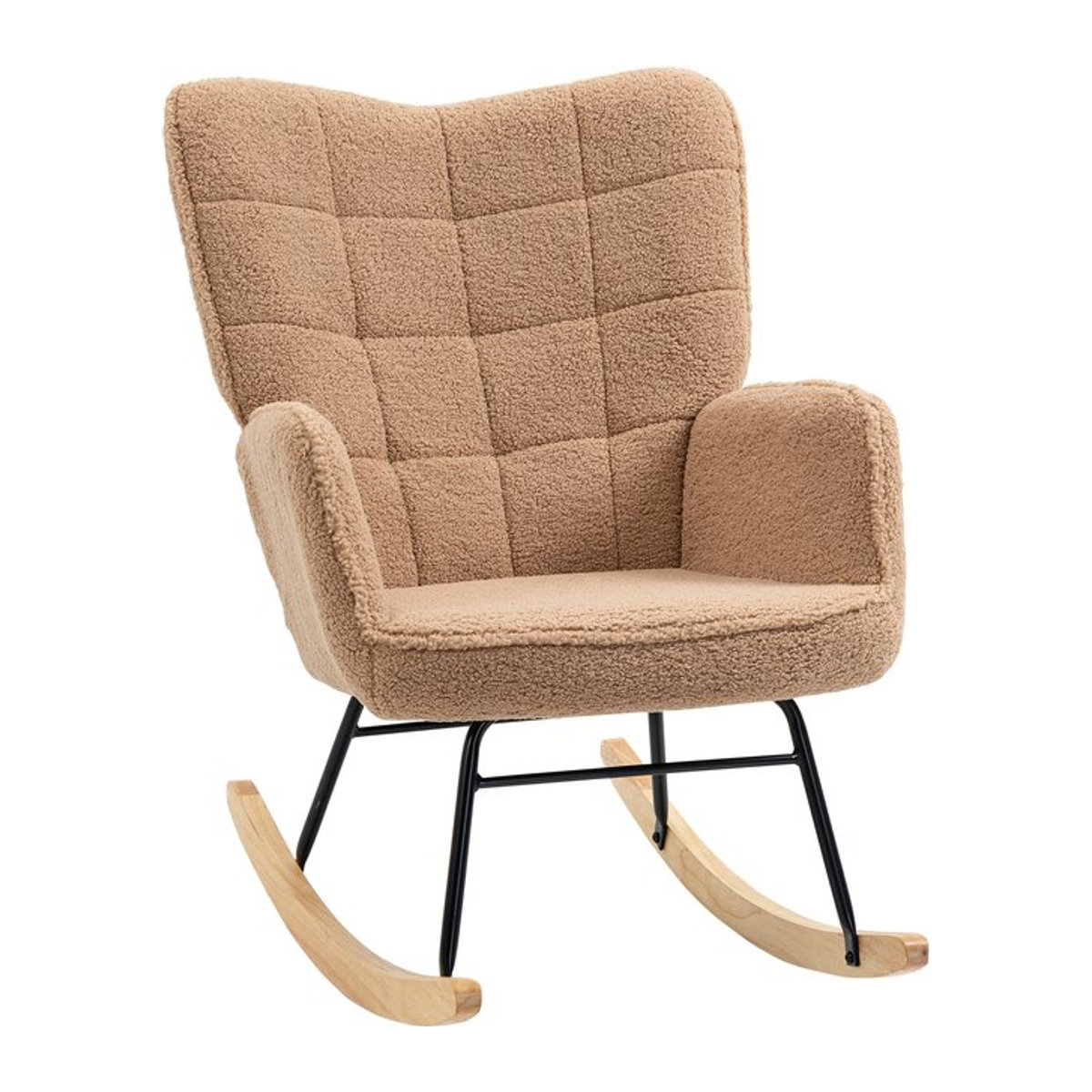 HOMCOM Schaukelstuhl als Relaxsessel in Braun mit Boucle-Stoff und Armlehnen, B/T/H: 71 x 92 x 101 cm - Bild 1