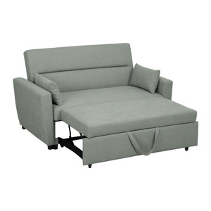 HOMCOM Schlafsofa 2-Sitzer mit Schlaffunktion und Bettkasten in Grau mit Samtoptik