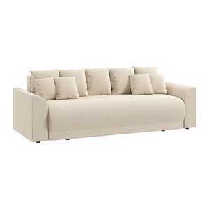HOMCOM Schlafsofa 3-Sitzer in Cord-Optik mit Schlaffunktion und Stauraum, Beige, B: 190 cm, T: 150 cm