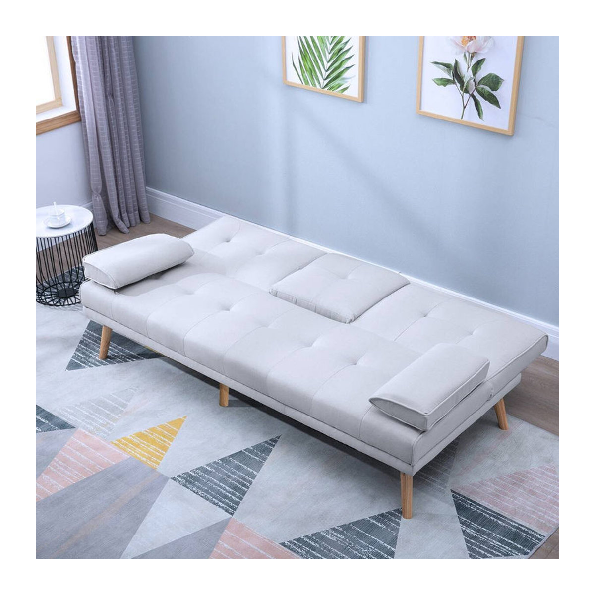 HOMCOM Schlafsofa in Grau im skandinavischen Design aus Stoff und Massivholz, B/H/T: 181 x 78 x 77 cm - Bild 4