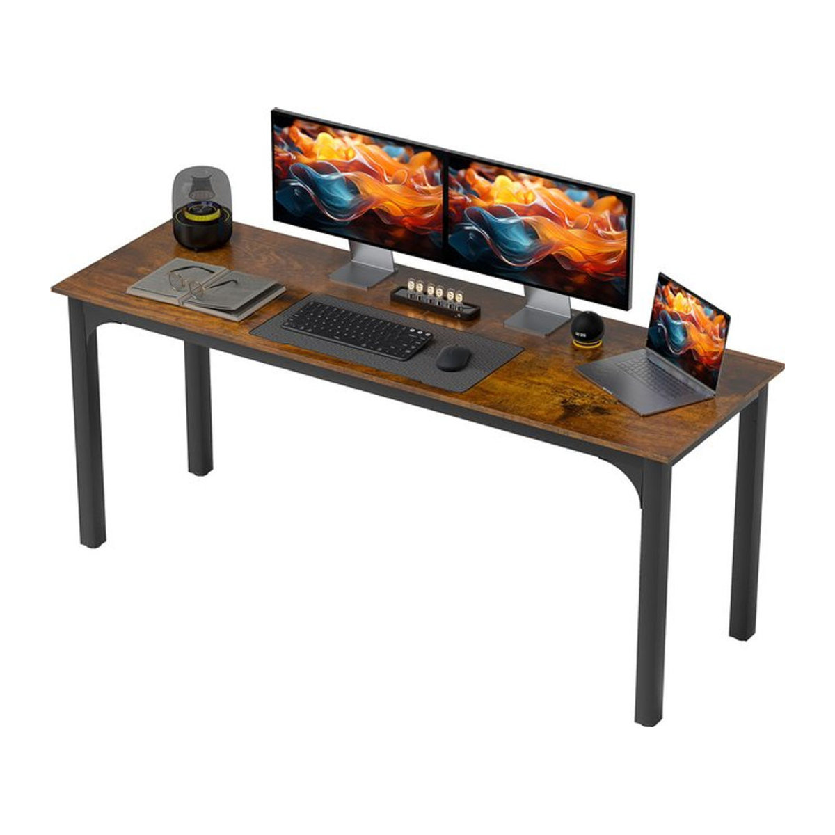 HOMCOM Schreibtisch im Industrial Design aus Metall und Holzwerkstoff, Farbe Braun, B/T/H: 100 x 54 x 75 cm - Bild 1