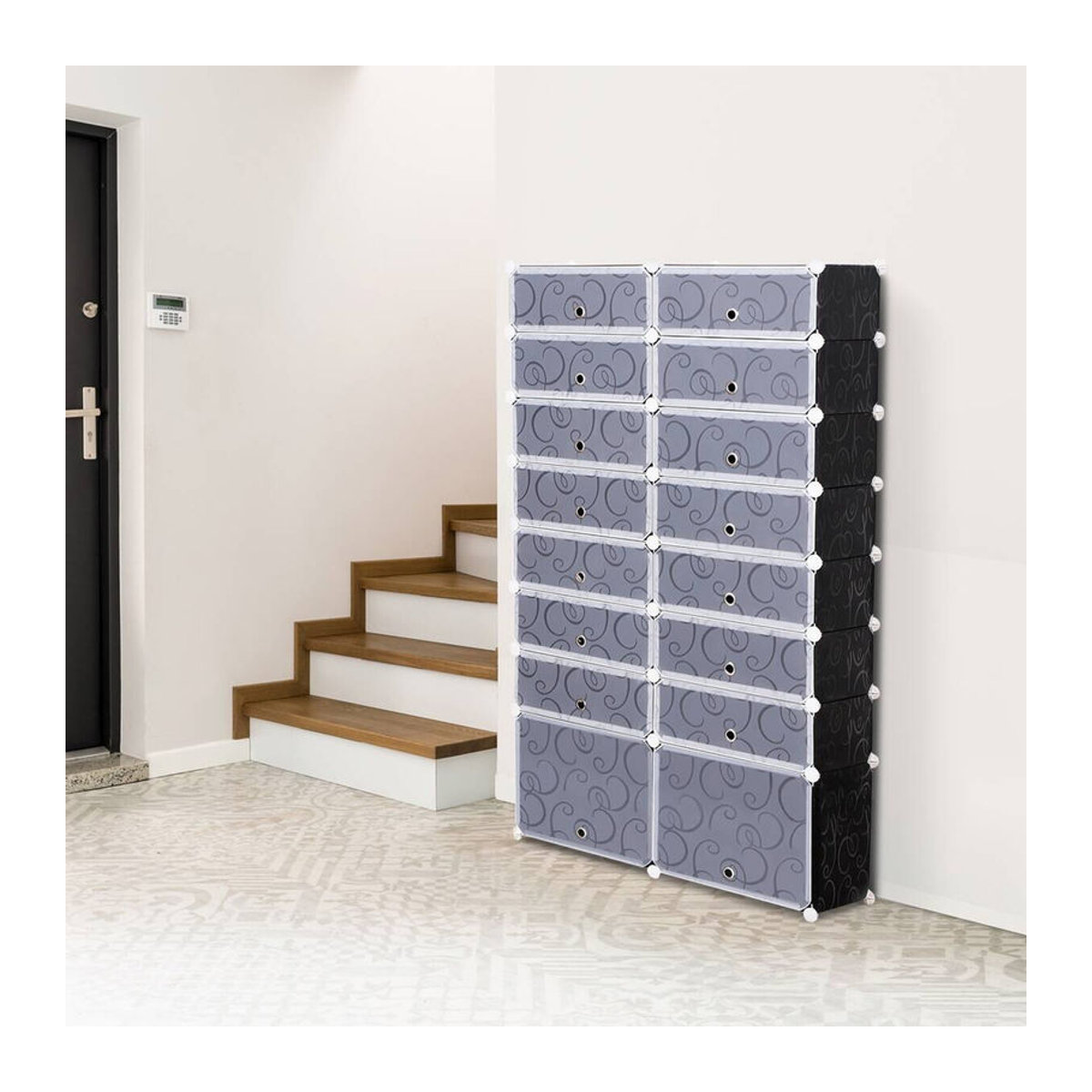 HOMCOM Schuhregal aus Metall und Kunststoff in Schwarz, B/H/T: 37 x 95 x 160 cm - Bild 1