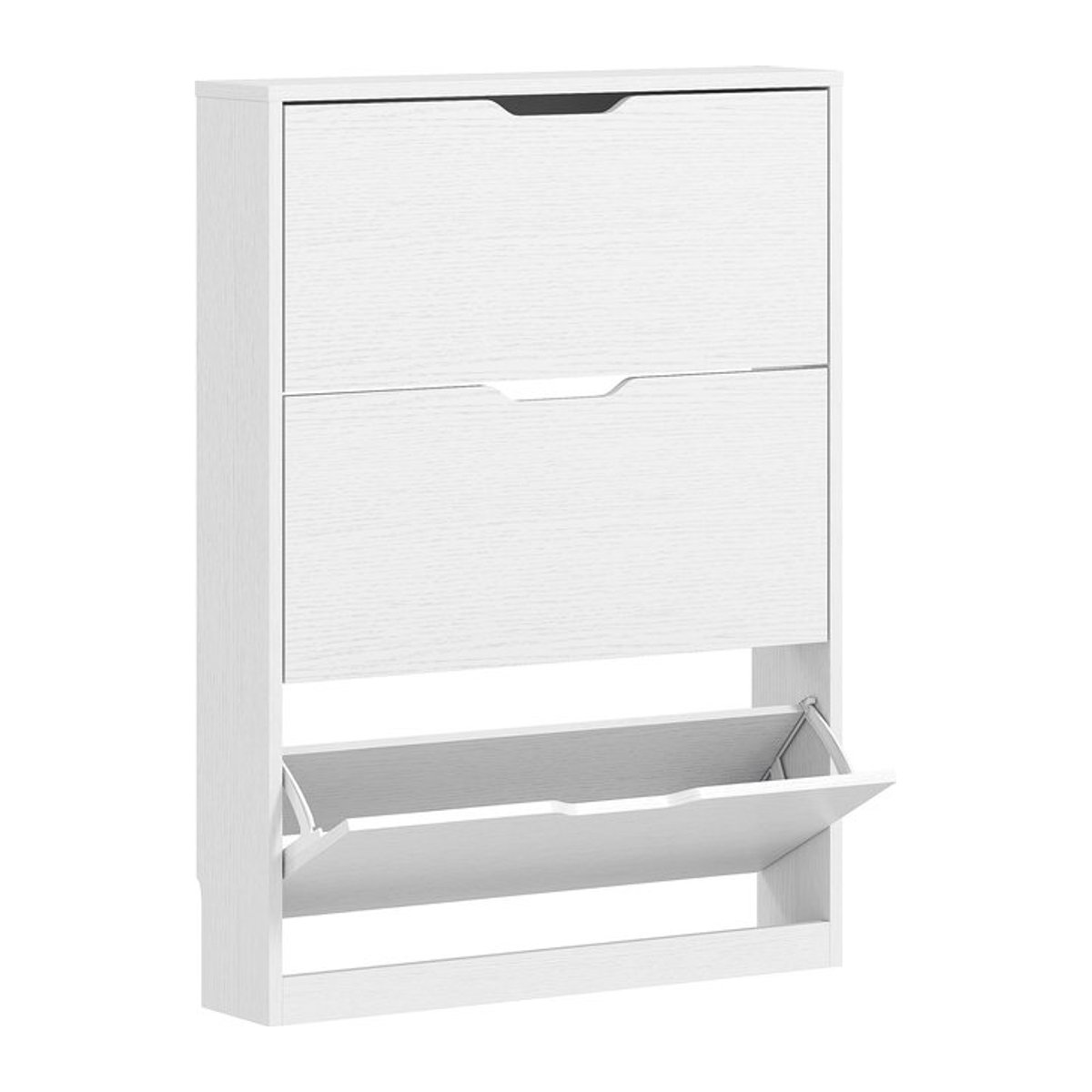 HOMCOM Schuhschrank mit 3 Klappen in Weiß, schmale Schuhkommode für 9-12 Paar Schuhe, B/T/H: 80 x 17 x 108 cm - Bild 1