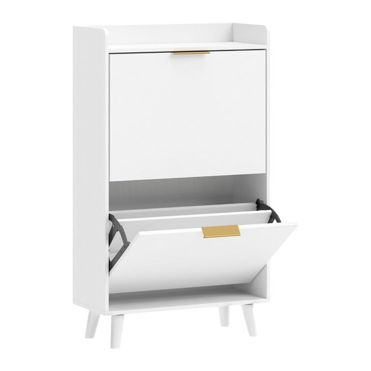 HOMCOM Schuhschrank Weiß mit 2 Kippfächern und verstellbaren Einlegeböden, B/T/H: 70 x 30 x 120 cm - Bild 1