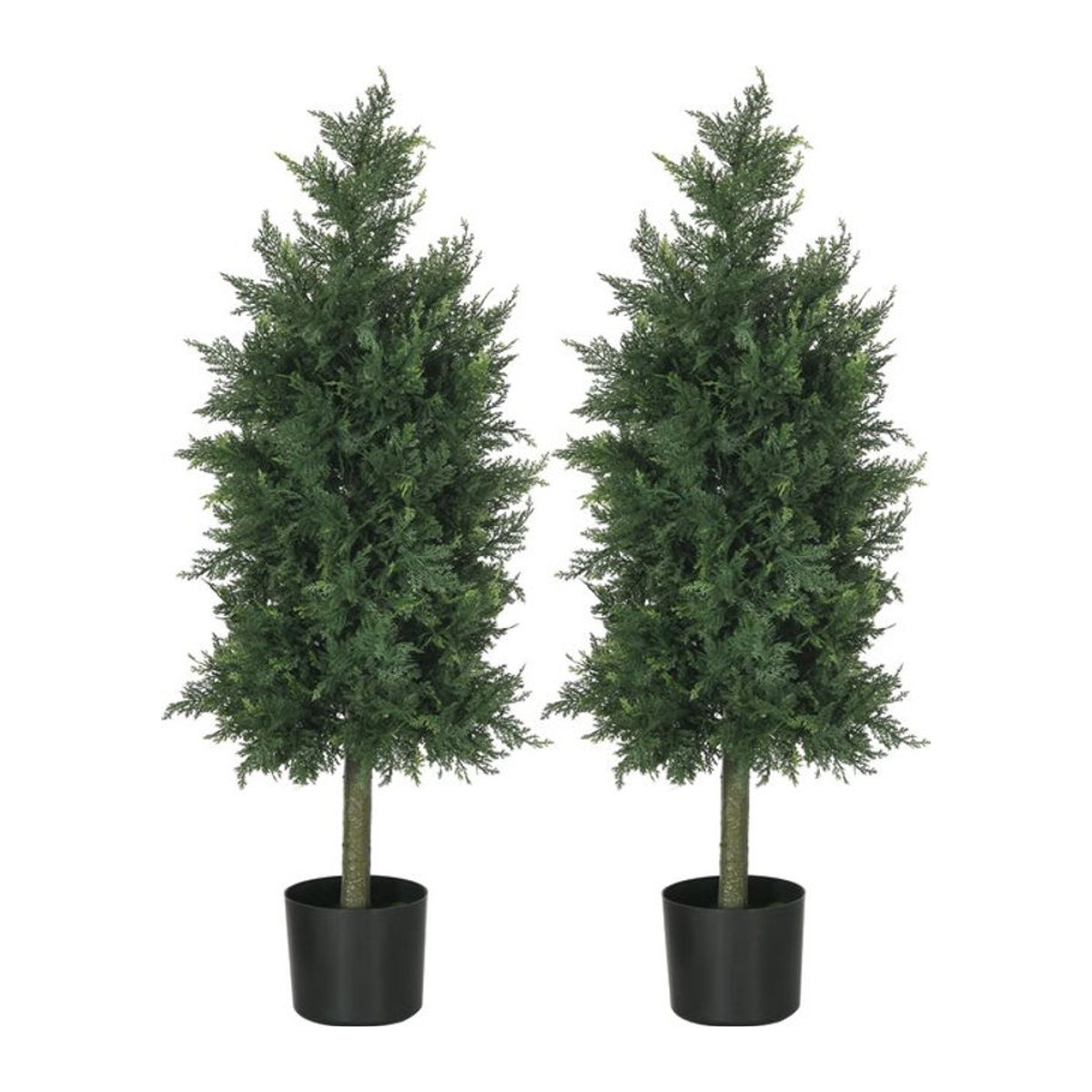 HOMCOM Set aus 2 künstlichen Zedernbäumen mit Topf, grün, Kunststoff, Höhe: 90 cm, Breite: 12,5 cm, Tiefe: 38 cm - Bild 1