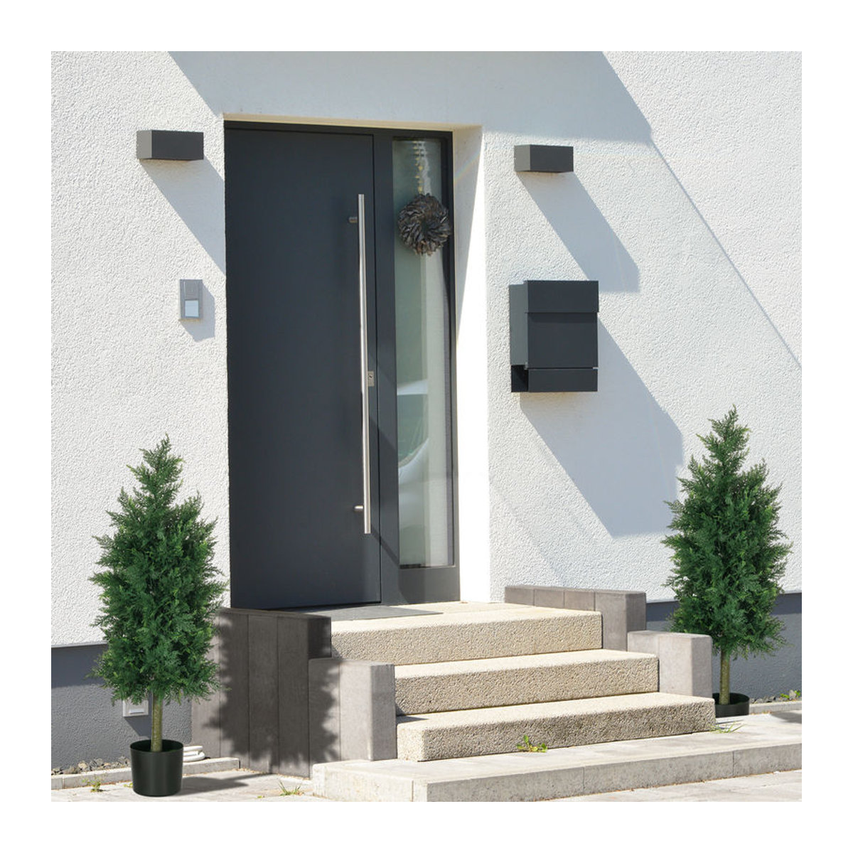 HOMCOM Set aus 2 künstlichen Zedernbäumen mit Topf, grün, Kunststoff, Höhe: 90 cm, Breite: 12,5 cm, Tiefe: 38 cm - Bild 2