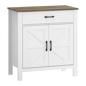 HOMCOM Sideboard Buffetschrank im Landhausstil mit Schublade und verstellbarem Regal in Weiß, B/T/H: 77 x 39,3 x 81,5 cm