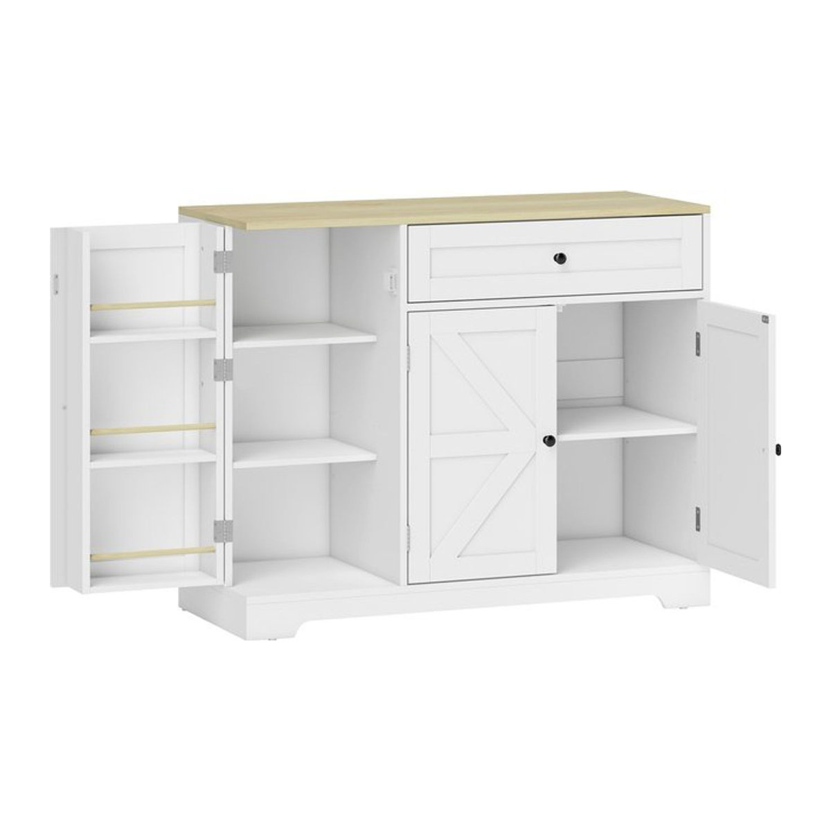 HOMCOM Sideboard Küchenschrank im Landhausstil mit 3 Türen und Schublade, Weiß, B/T/H: 100 x 40 x 81 cm - Bild 1