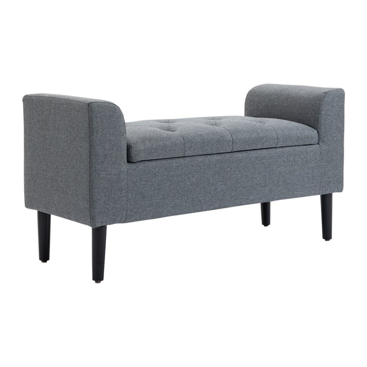 HOMCOM Sitzbank mit Stauraum in Leinenoptik mit Holzbeinen, Hellgrau, B/T/H: 116 x 44 x 58 cm - Bild 1