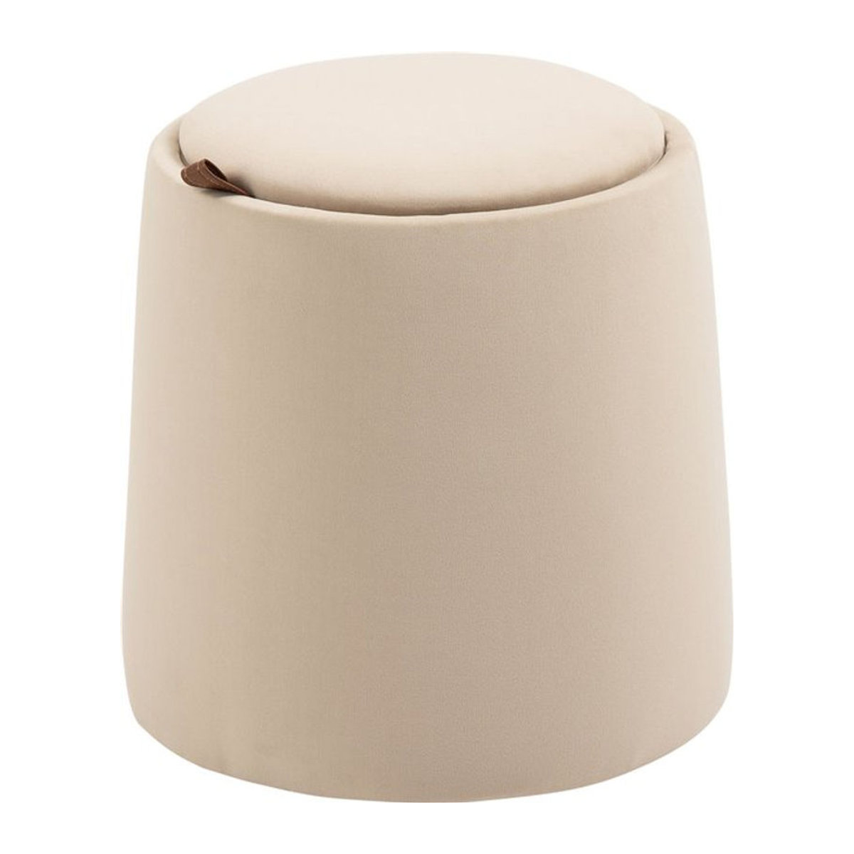 HOMCOM Sitzhocker Ottomane mit Stauraum in Beige Samtoptik, runder Polsterhocker und Beistelltisch, Durchmesser: 44 cm, Höhe: 47,5 cm - Bild 1