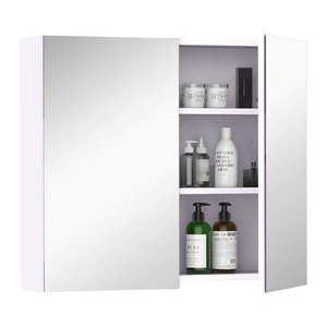 HOMCOM Spiegelschrank für das Badezimmer mit verstellbarem Regal in Weiß, B: 70 cm, T: 60 cm