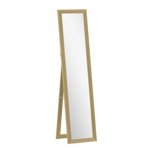 HOMCOM Standspiegel Eiche Natur als Ganzkörperspiegel mit Ständer, freistehender Ankleidespiegel in skandinavischem Design, Breite: 37 cm, Höhe: 157 cm
