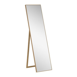 HOMCOM Standspiegel mit Holzmaserung als Ganzkörperspiegel und Schminkspiegel in Silber und Hellbraun, B/T/H: 40 x 35 x 147 cm